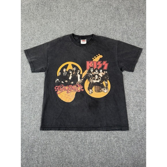 tennessee river Other - Kiss Aerosmith 2003-2004 Vintage Concert Tour Shirt Mens Small USA Faded Wash